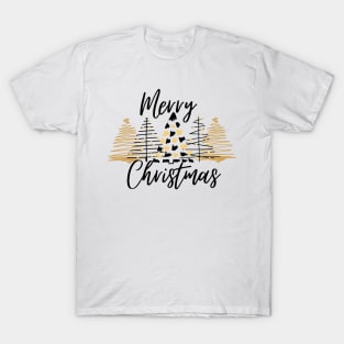 Merry Christmas golden black T-Shirt